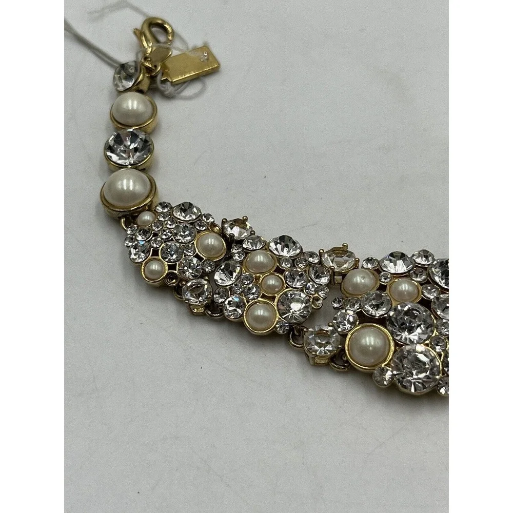 Kate‎ Spade NY Gold Plated Crystals White Faux Pearls Pick a Pearl Bracelet New - Picture 4 of 16